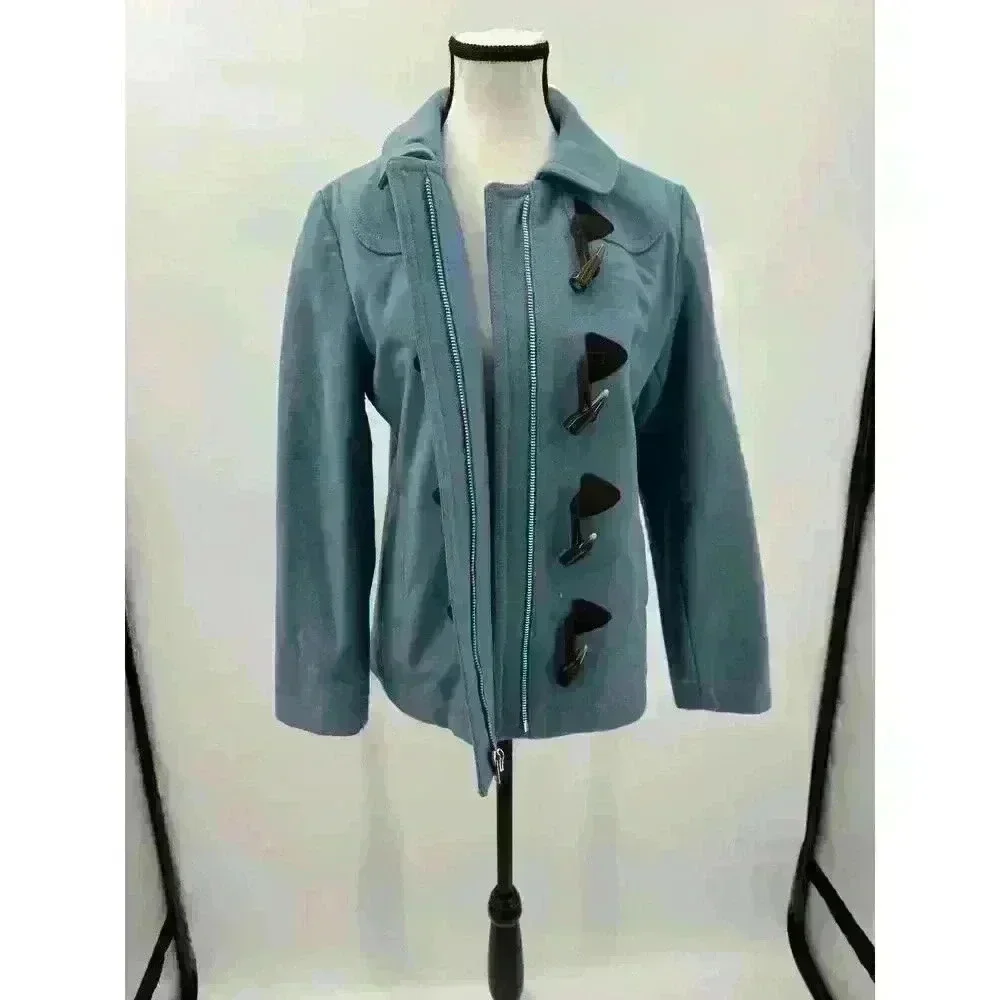 Gap Women's 60's Inspired‎ Blue Toggle Button Coat w/ Inner Zipper Coat Sz Small